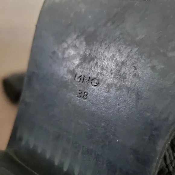 Mango 90s Style Genuine Leather Square Toe Moto Boots 7.5 - Picture 7 of 8